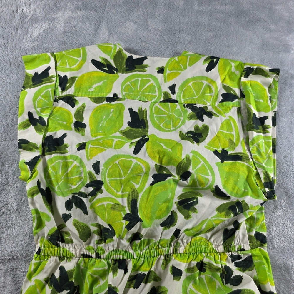 Steve Madden Women Small Green Lime Citrus Print Maxi Dress Tiered Cotton Boho - Picture 5 of 9